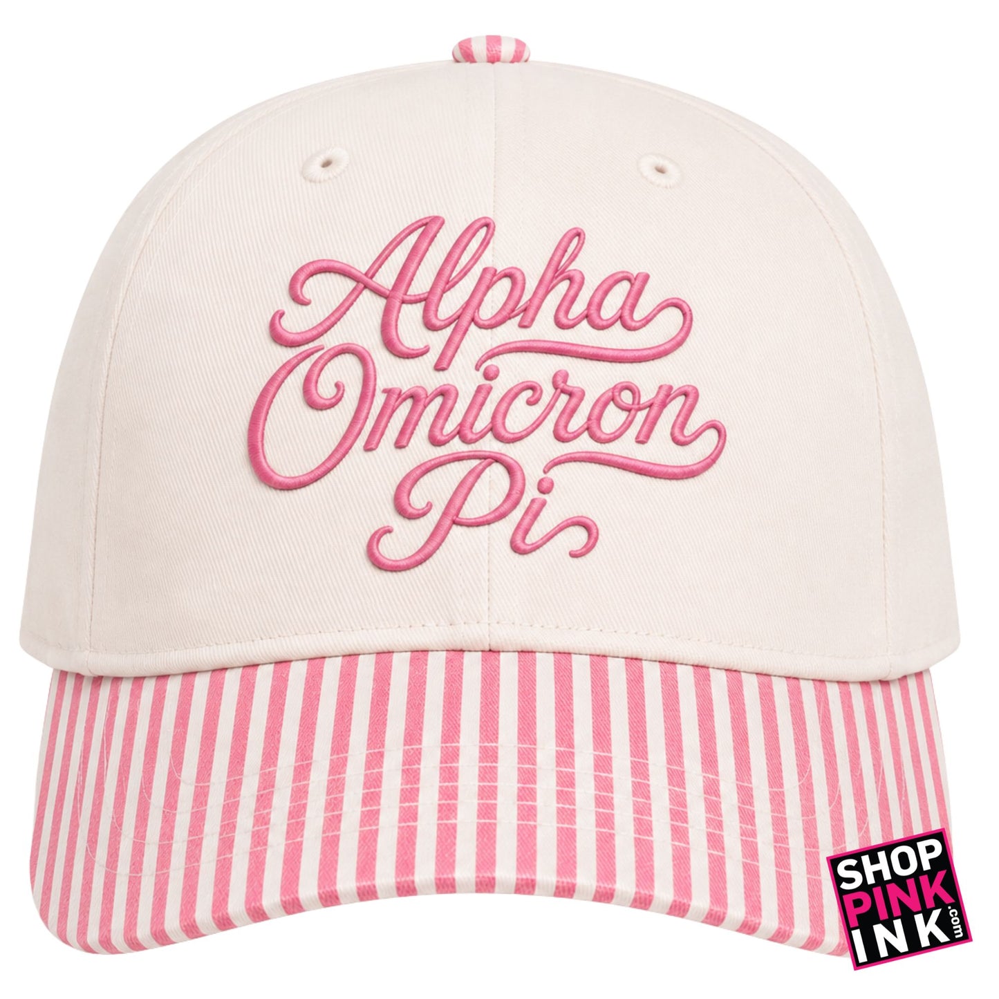 Alpha Omicron Pi - Pink Stripes Hat - 26713