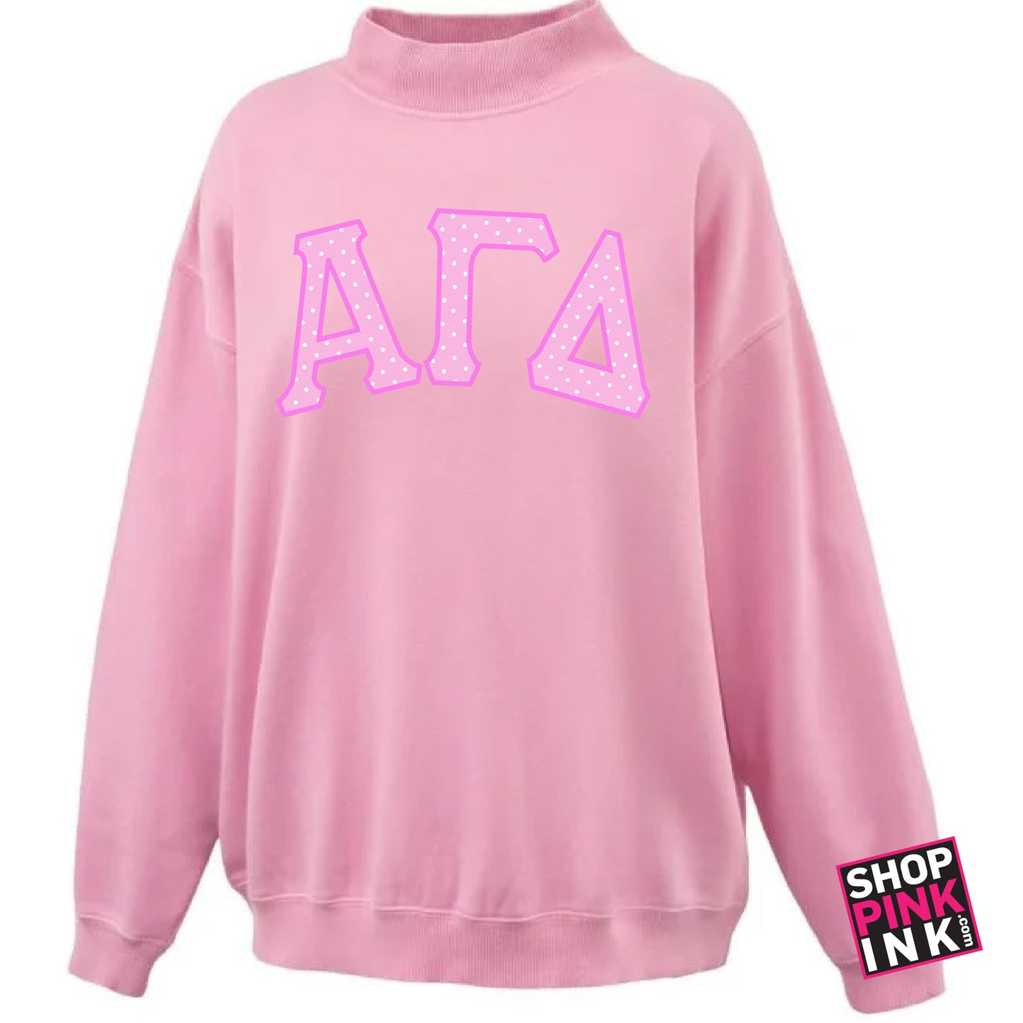 Alpha Gamma Delta - Pink Dotty Mockneck - 26799