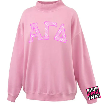 Alpha Gamma Delta - Pink Dotty Mockneck - 26799