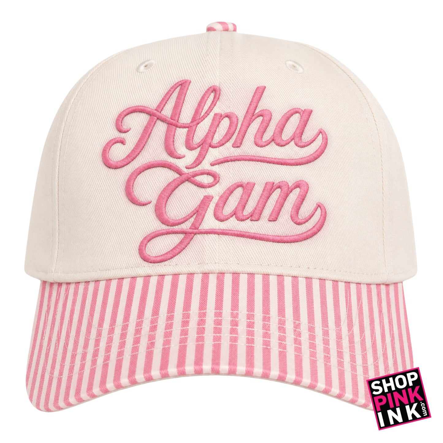 Alpha Gamma Delta  - Pink Stripes  Hat - 26713