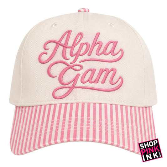 Alpha Gamma Delta  - Pink Stripes  Hat - 26713