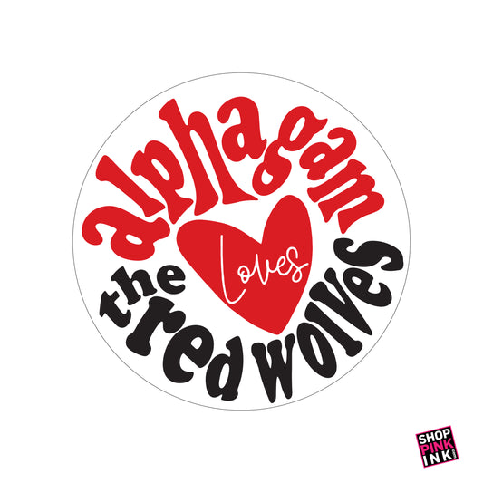 Alpha Gamma Delta - Loves the Red Wolves Button - PI 22719