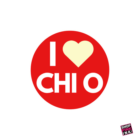 Chi Omega - I Heart ChiO Button - 24450