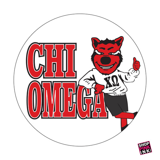 Chi Omega - Howl Leaning Button - 24451