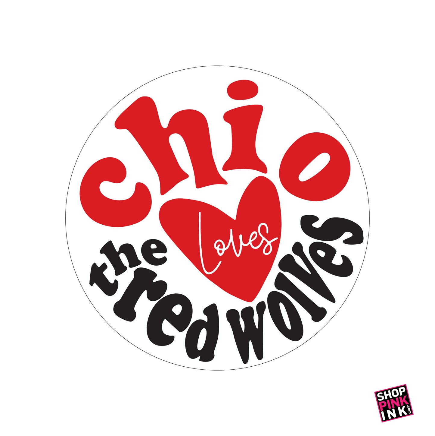 Chi Omega - Loves the Red Wolves Button - PI 22719