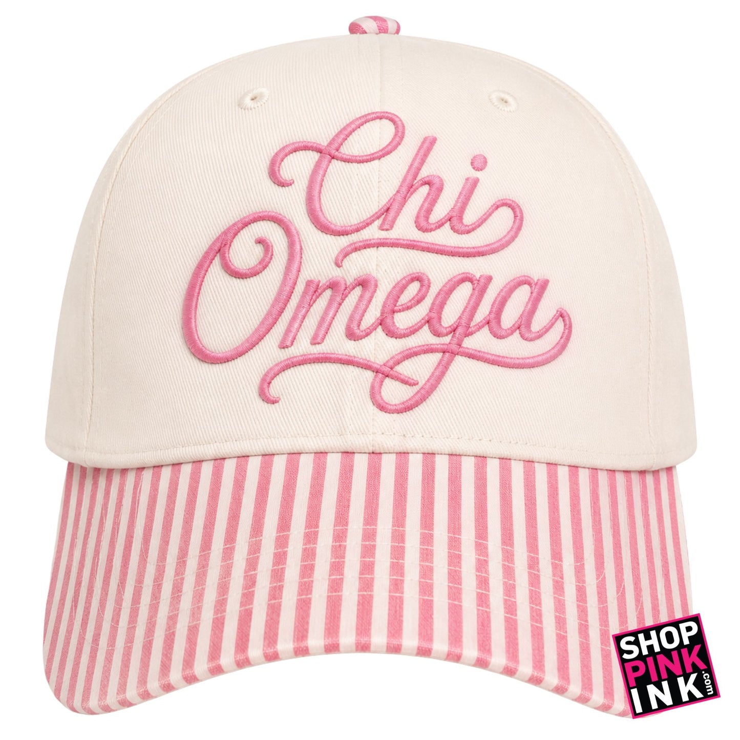 Chi Omega  - Pink Stripes  Hat - 26713
