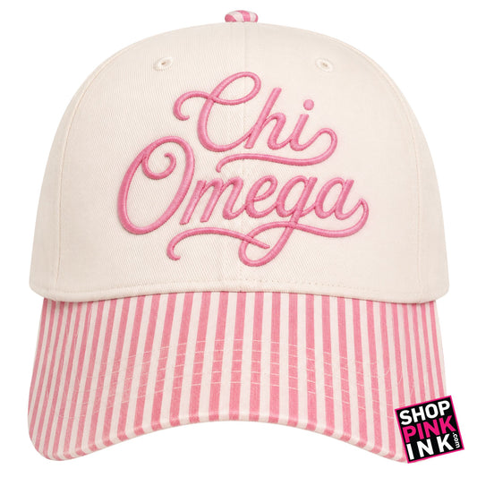 Chi Omega  - Pink Stripes  Hat - 26713
