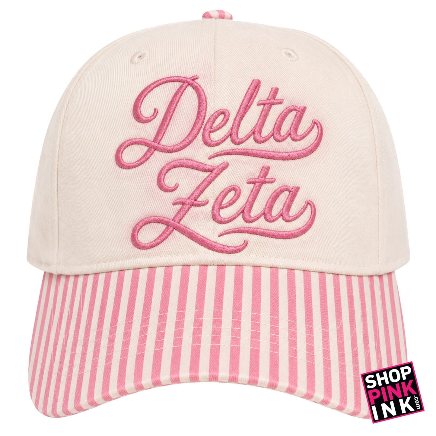 Delta Zeta  - Pink Stripes  Hat - 26713