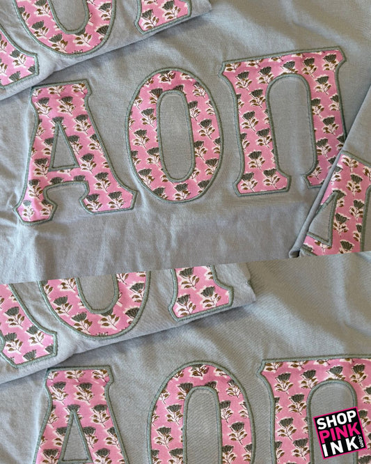 Alpha Omicron Pi - Lettered Shirt - Soft Sage