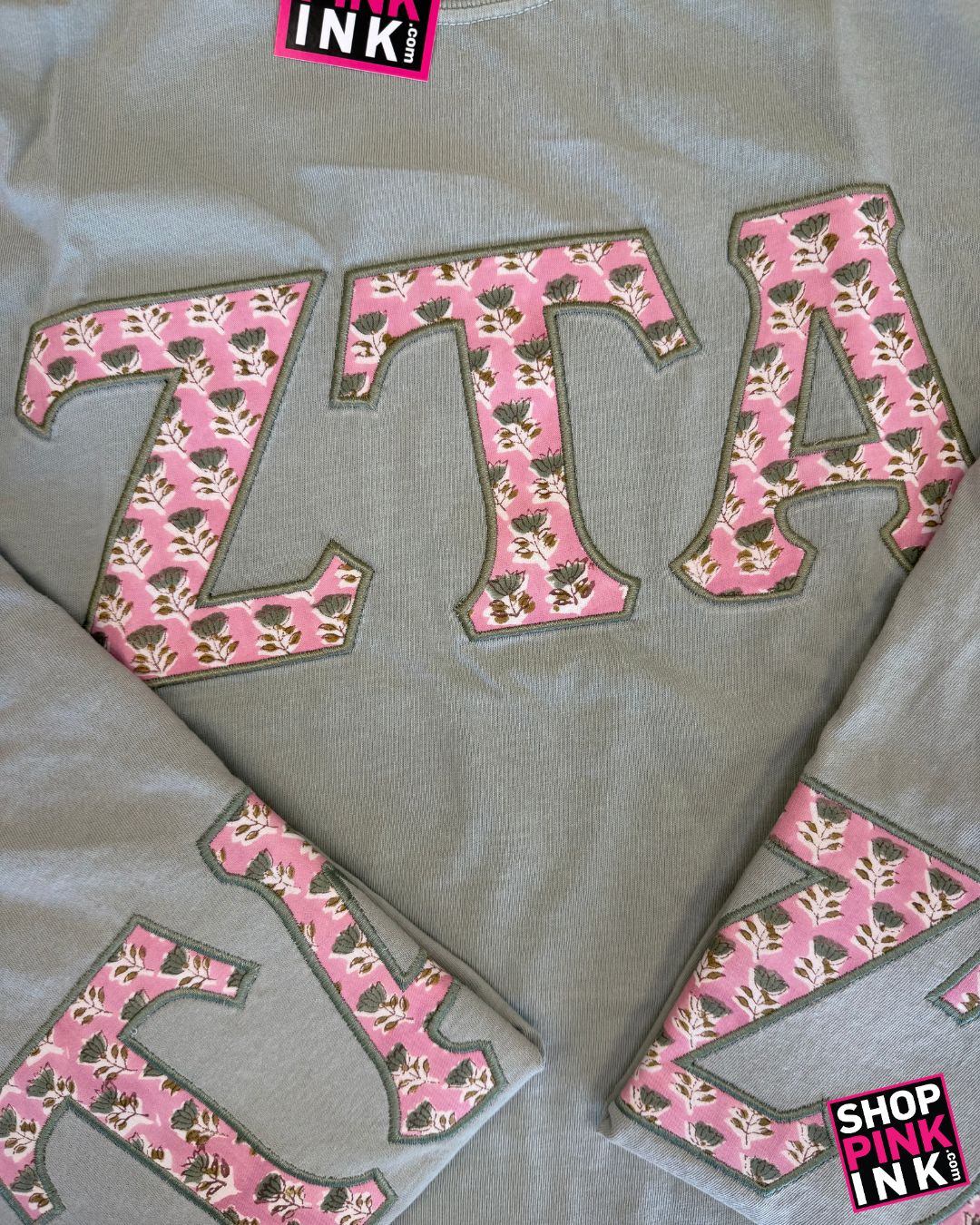 Zeta Tau Alpha - Lettered Shirt - Soft Sage