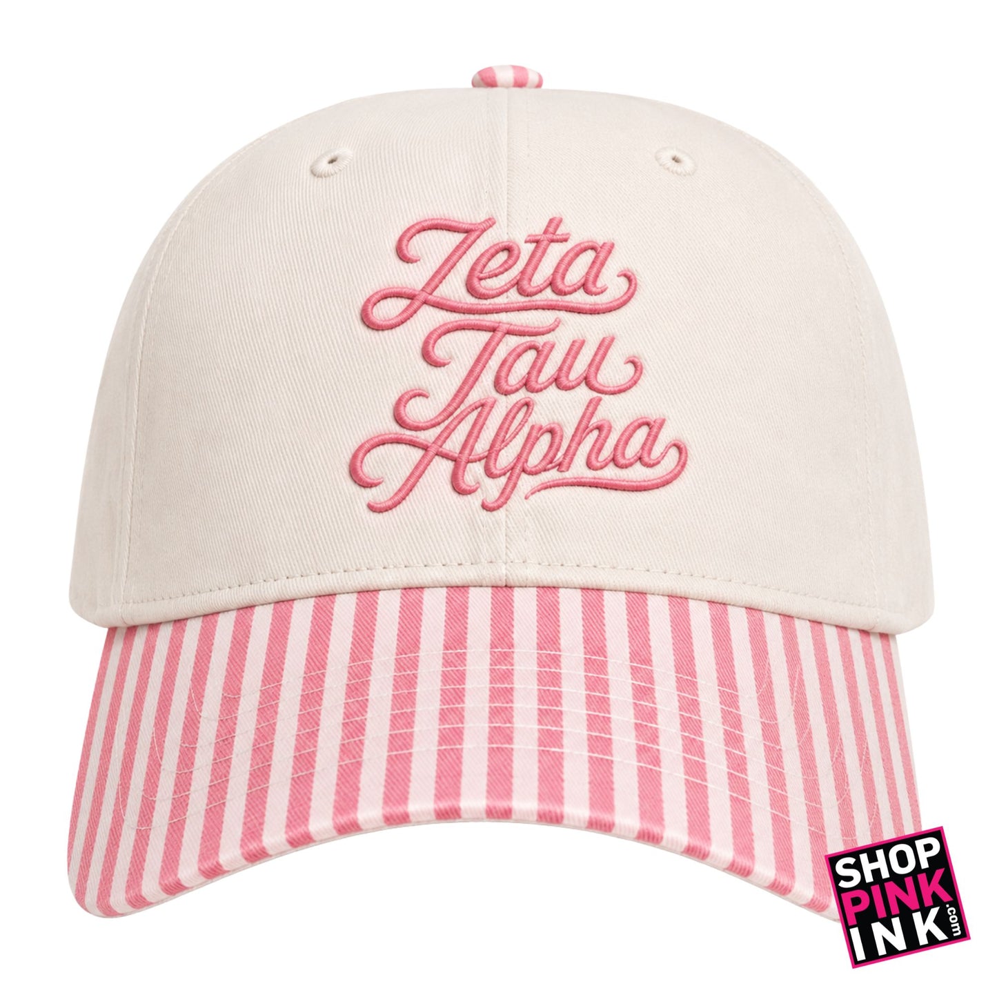 Zeta Tau Alpha - Pink Stripes  Hat - 26713
