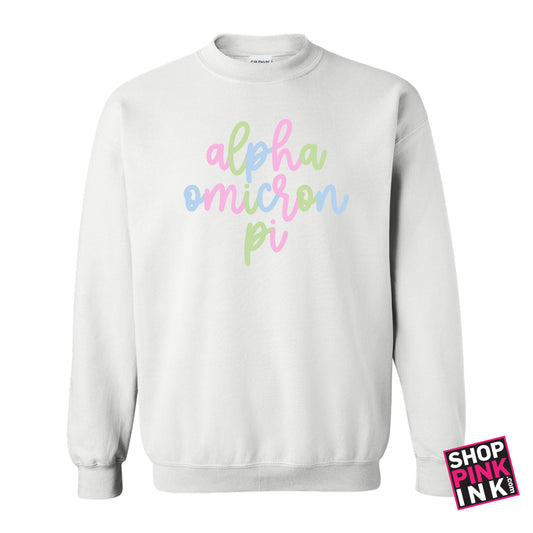 Alpha Omicron Pi - Colorful Script Crew - 26712