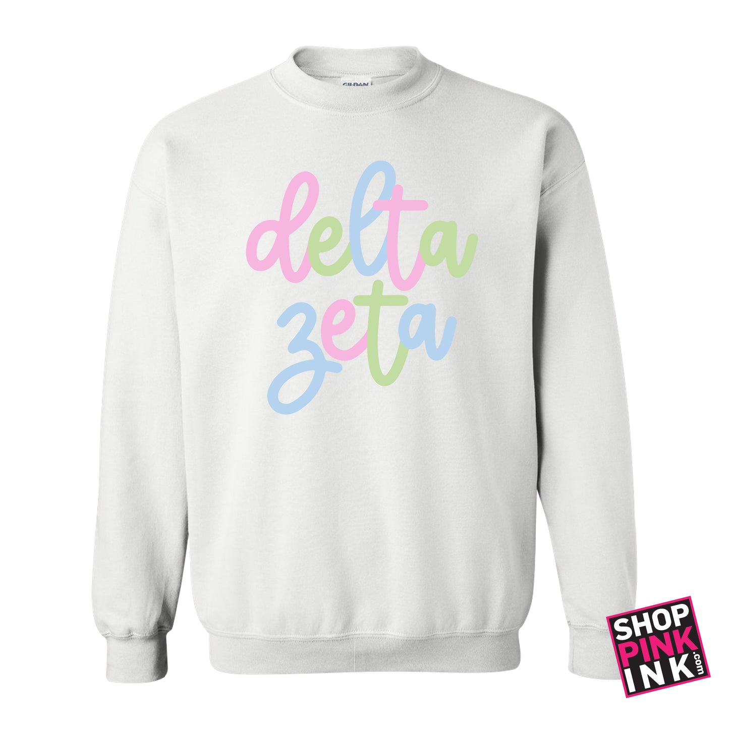 Delta Zeta - Colorful Script Crew - 26712