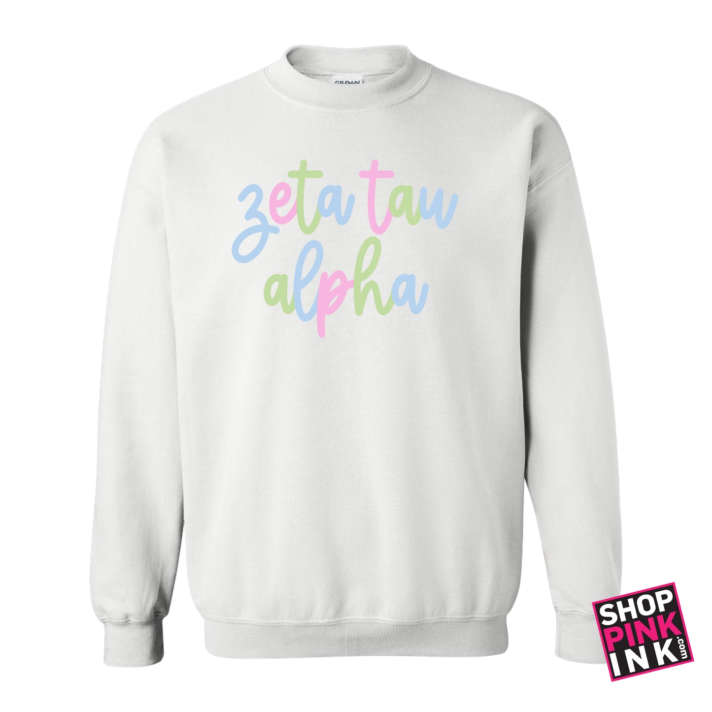 Zeta Tau Alpha - Colorful Script Crew - 26712
